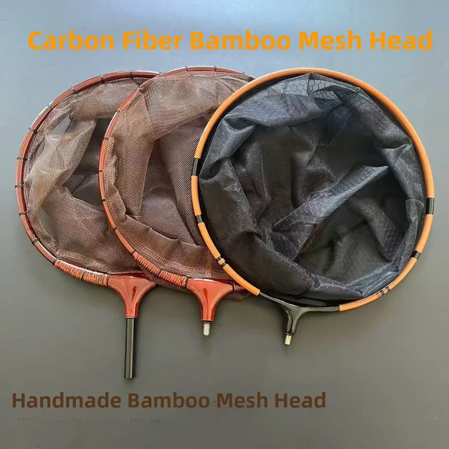 Handmade Bamboo Carbon Metal Insert Fiing Net Head Qui Dry Fierman's Skimmer Net Pole Head Outdoor Cam Travel Gear 2