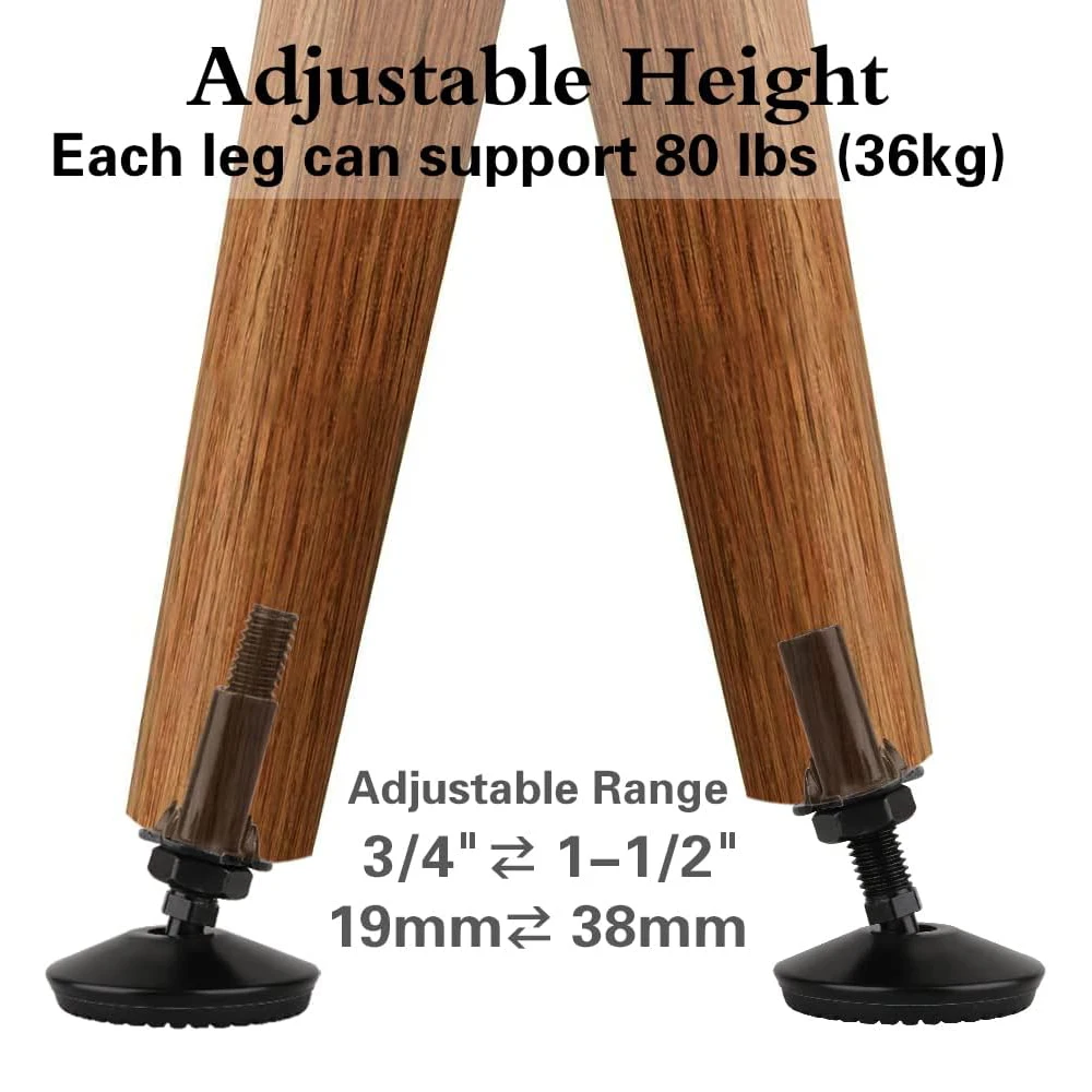 헤비 듀티 조정 가능한 레벨링 피트, 캐비닛 레스토랑 테이블 의자 레벨러 용 4Pcs 블랙 조절기 가구 레벨러 발