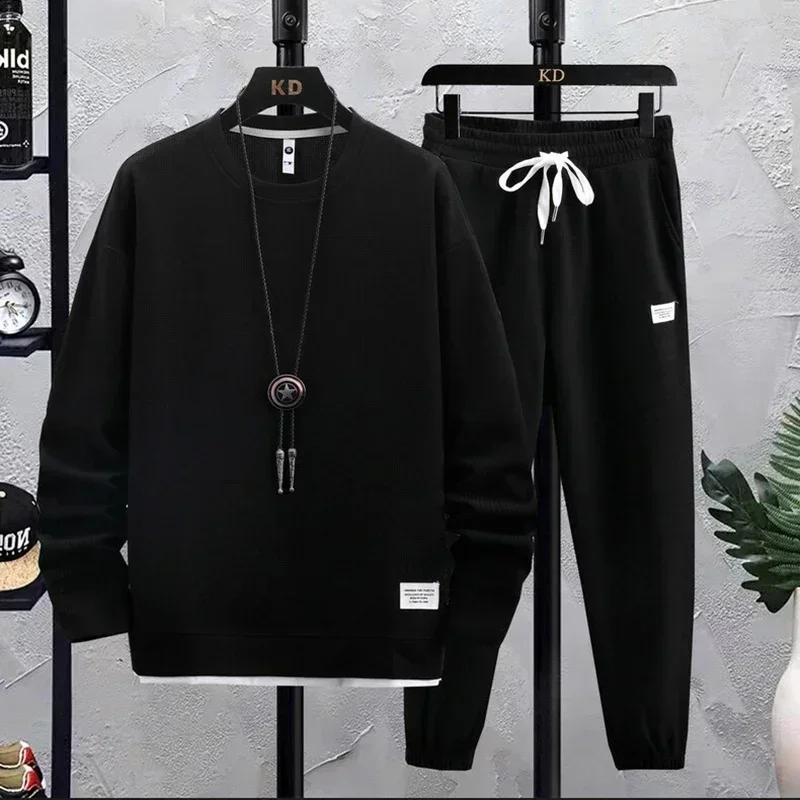Men's Tracksuit 2 Piece Waffle Hoodie Sweatsuits Sets Athletic Jogging Suits Spring Autumn Casual Sports Suit Fashion Tracksuit 5