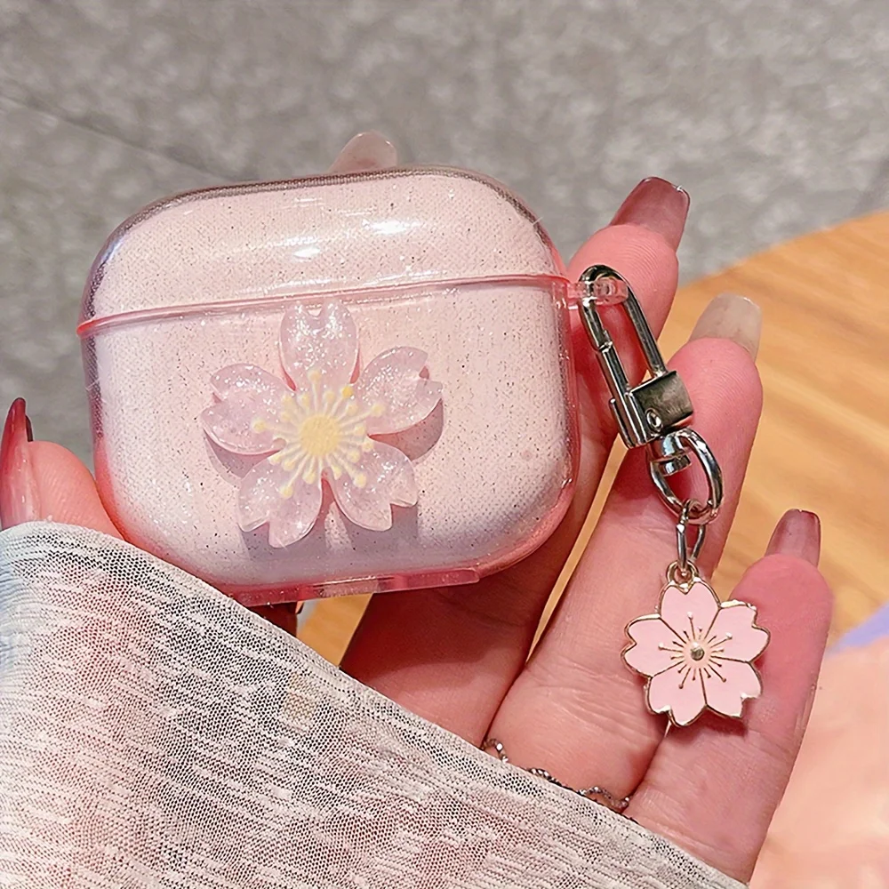 Chic Blossom & Stylish Floral Protective AirPods Case with Carry Strap for Pro/2/3 Gen: Elegant Security & Personalization