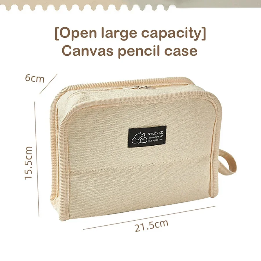 Large Capacity Pencil Case Canvas Pen Bag Japanese Stationery Box Simple stationery Storage for pencil cases,stationery box