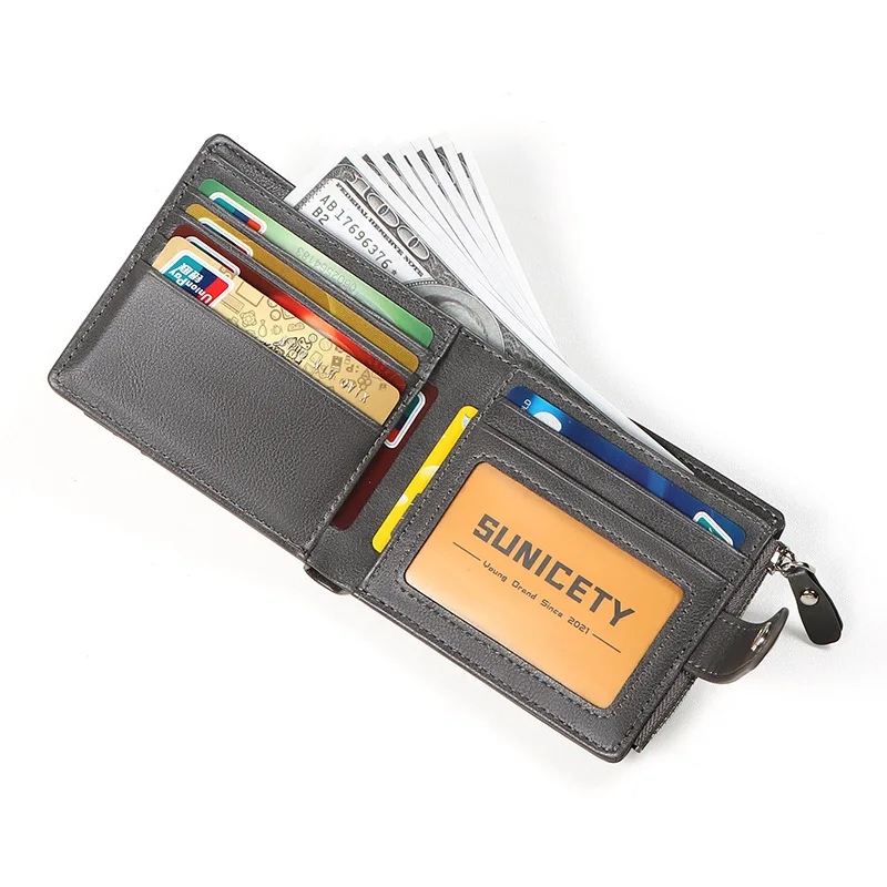 Men's Wallet Multi card position Anti theft swiping PU leather Card Bags business affairs Two fold Short Buckle Wallet New