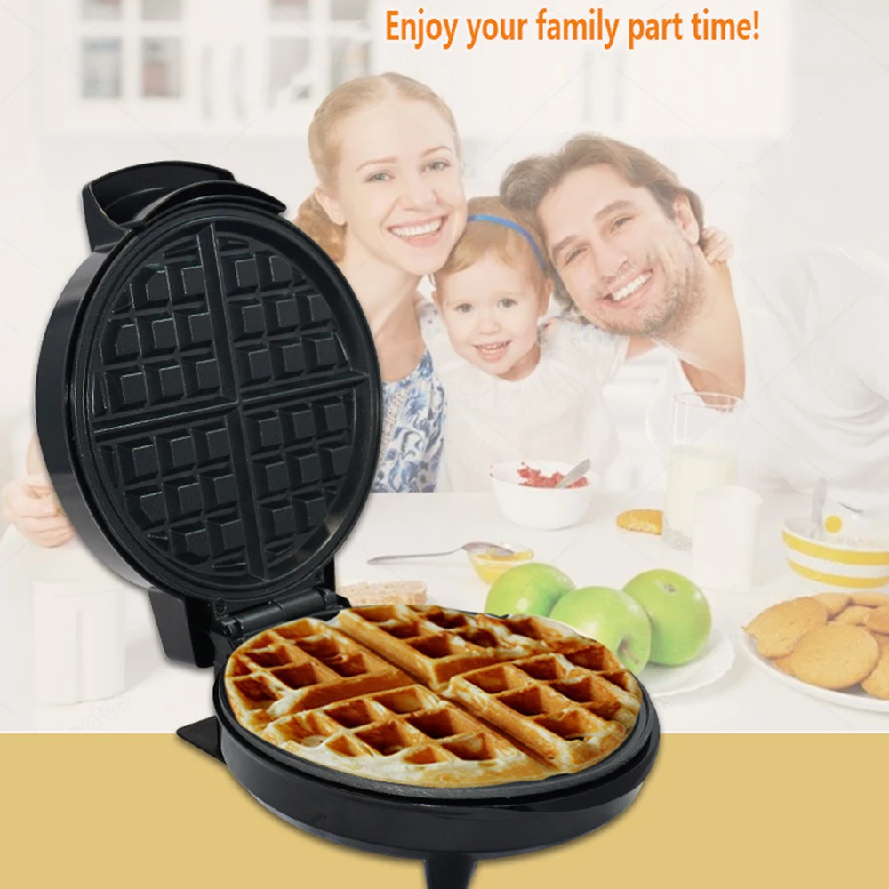 

1000w Big Stainless Steel Panel Non-stick Coating Adjustable Temperature Electric Breakfast Muffin Waffle Maker Home Appliance
