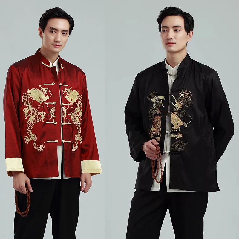 Male Costume 2022 Embroidery Dragon Tangsuit Traditional Chinese