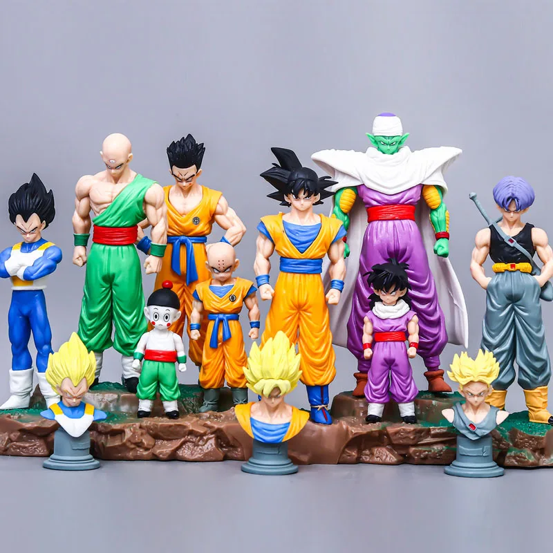 Anime Dragon Ball Kids Krillin Son Gohan Trunks Action Figures PVC Model Collection Desktop Decoration Toys Kids Birthday Gifts