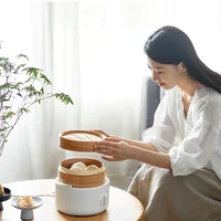 Orayks Bamboo Cage Electric Steamer Multifunctional Household Electric Steamer Fully Automatic Breakfast Machine for Steaming 2