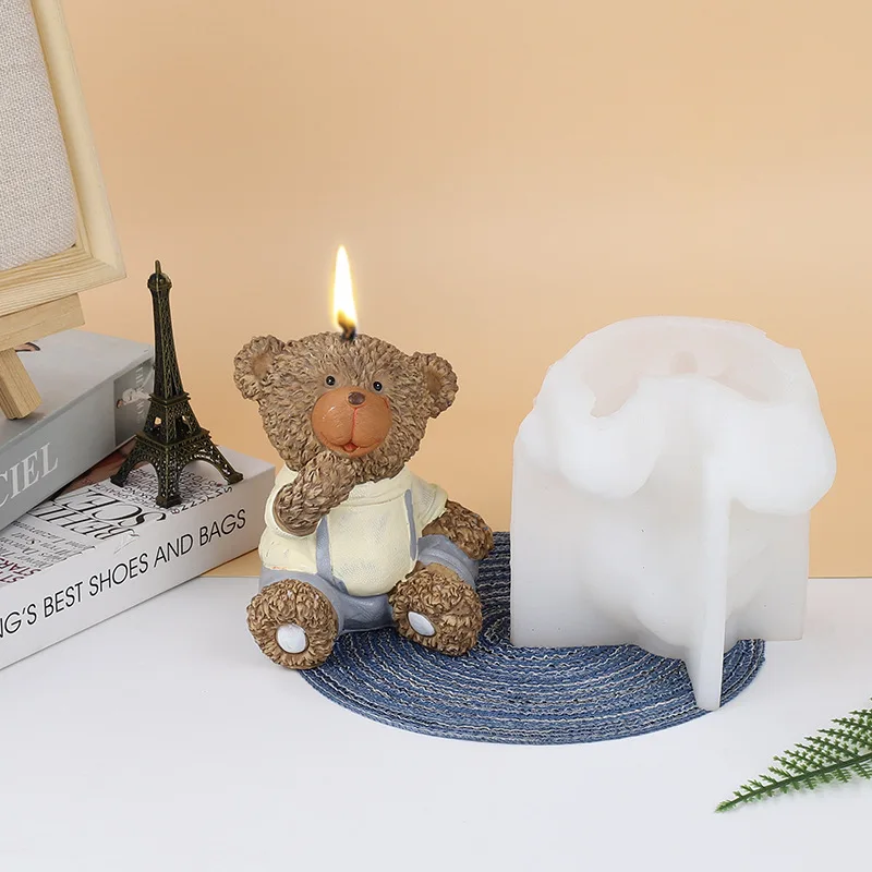 Twin Little Bear Candle Silicone Mold for Handmade Chocolate Decoration  Gypsum Aromatherapy Soap Resin Candle Silicone Mould