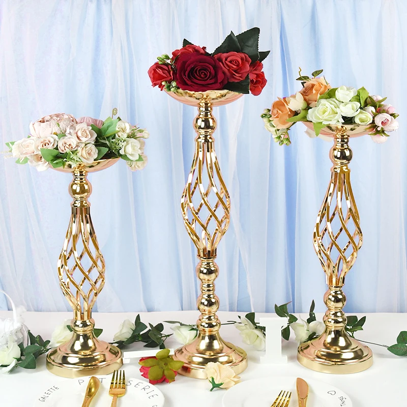 

45/52/58cm Metal Candle Holder Flower Vase Stand Candlestick Table Centerpieces Road Lead Flower Rack Wedding Props Decorations