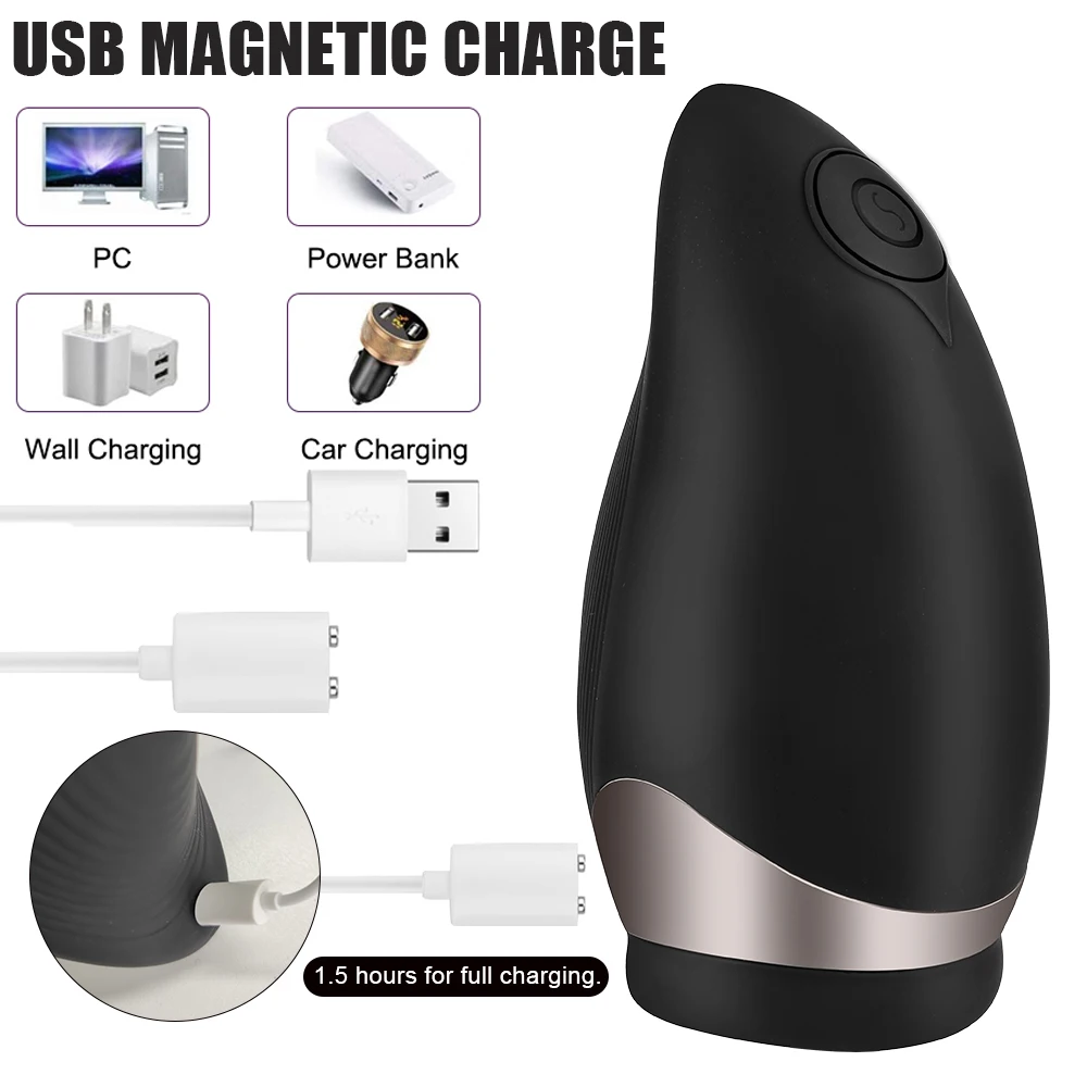 Automatic Heated Mouth Male Masturbator Sucking Vibrator Blowjob Oral Massager Penis Trainer 9 Modes Sex Toys For Men Erotic