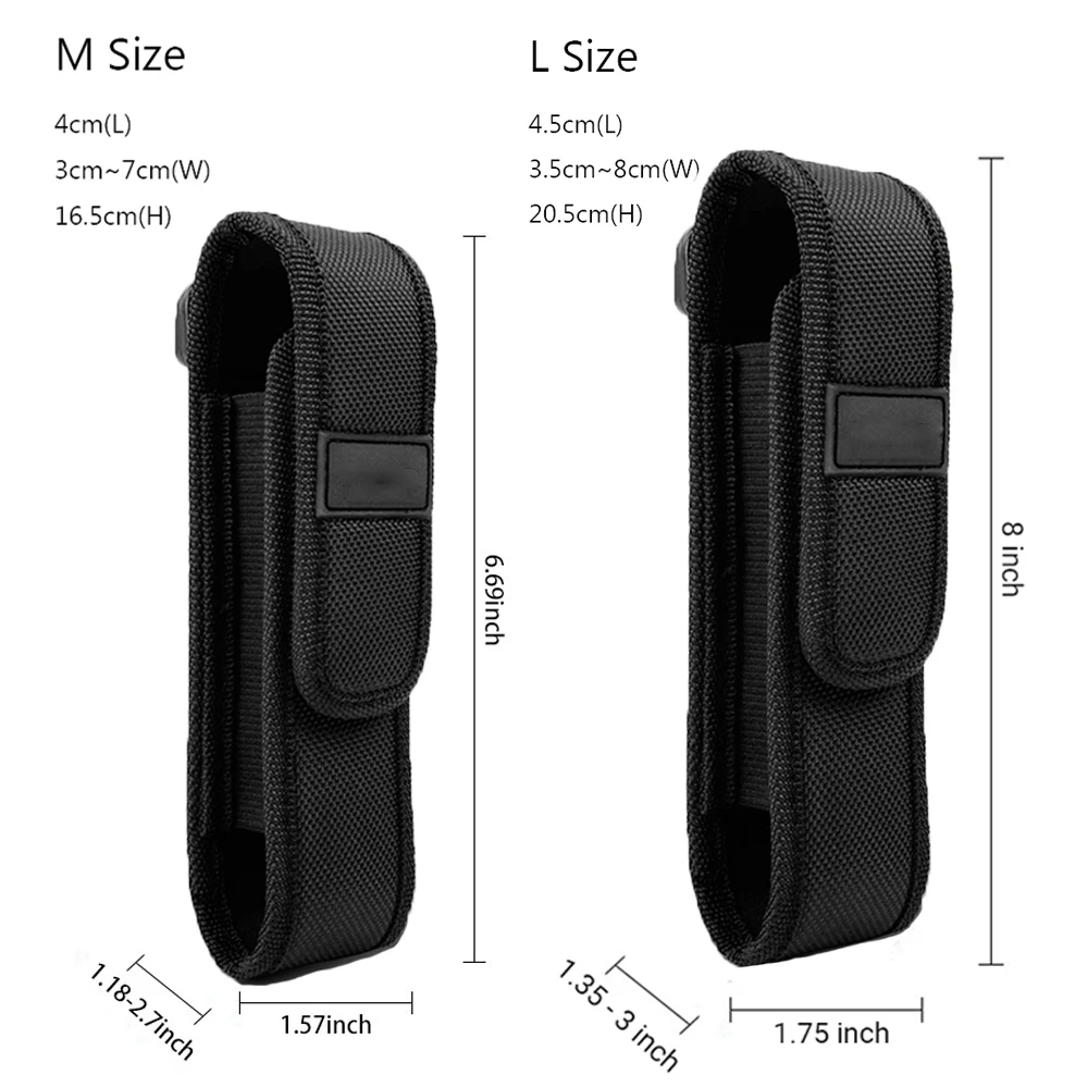 Tactical Molle Flashlight Pouch Holster Portable Outdoor LED Torch Carry Case Flashlight Holder Bag for Hunting Camping Hiking 5
