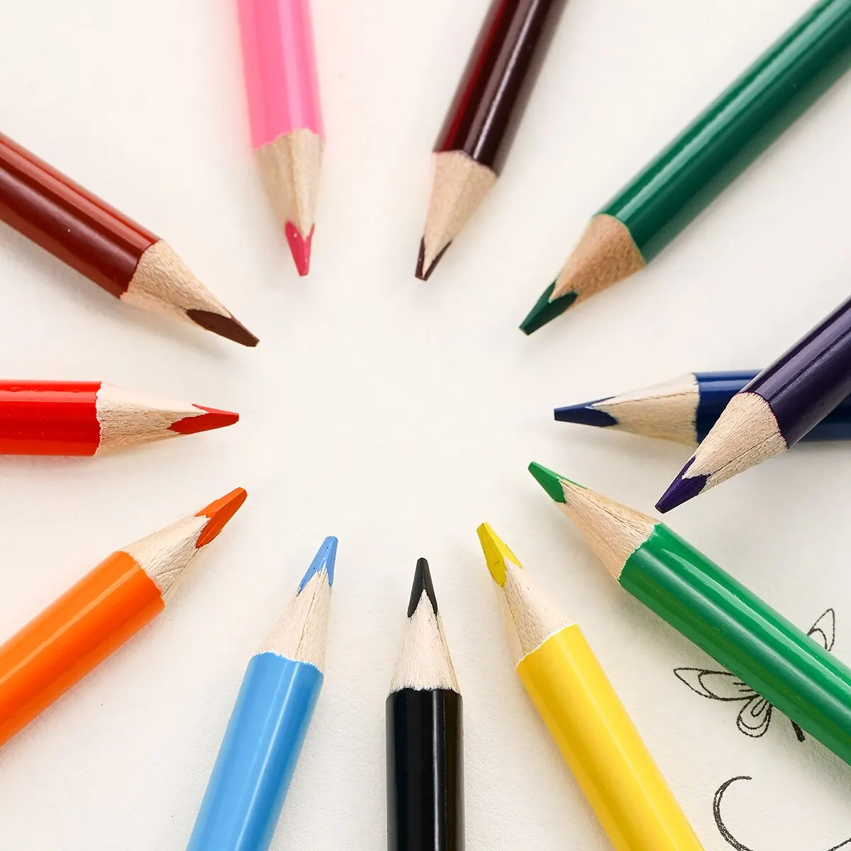 Vibrant 12-Color Mini Pencil Set - Pre-Sharpened for Creative Drawing and Coloring by Kids