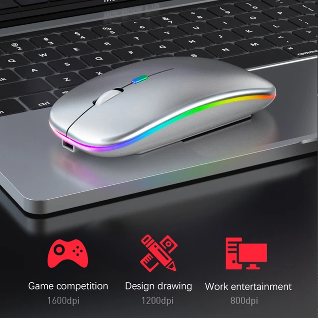Bluetooth Wireless Mouse for Computer PC Laptop iPad Tablet with RGB Backlight Mice Ergonomic Rechargeable USB Mouse Gamer 3