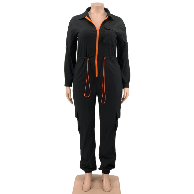 Plus Size Elegant Jumpsuit Zipper V Neck Club Outfit Female Outwear Designer Pants 2023 Summer Women Fashion Jumpsuits