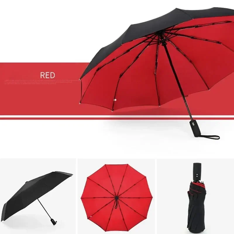 Sturdy Fully automatic 10 bone wind umbrella, windproof, sun proof, wind and rain dual-use business folding umbrella