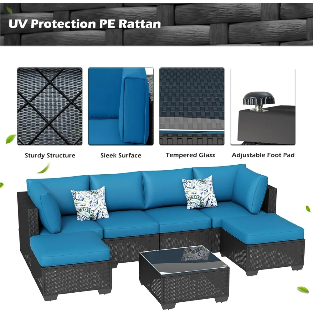 7-Piece Rattan Wicker Patio Sectional Set 4