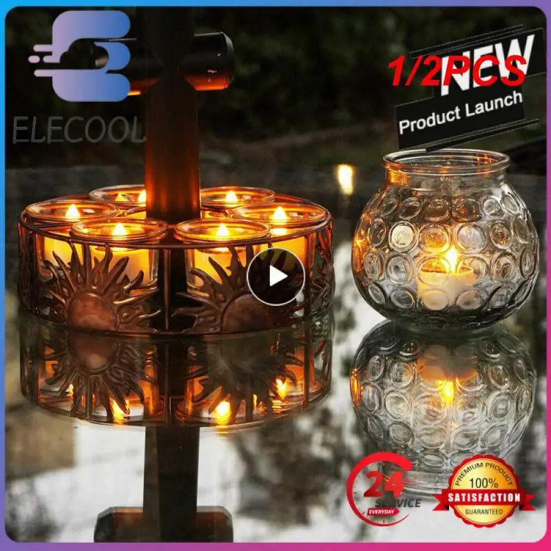 

1/2PCS Outdoor Plastic Solar Energy Candle Light Solar Power LED Candles Flameless Electronic Solar LED Tea Lights Lamp Warm