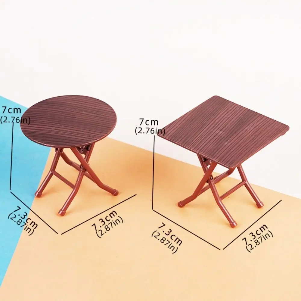 Scene Model Dollhouse Folding Table Mini Stool Lifelike Design Miniature Dining Table Furniture Plastic Dollhouse Small Chair