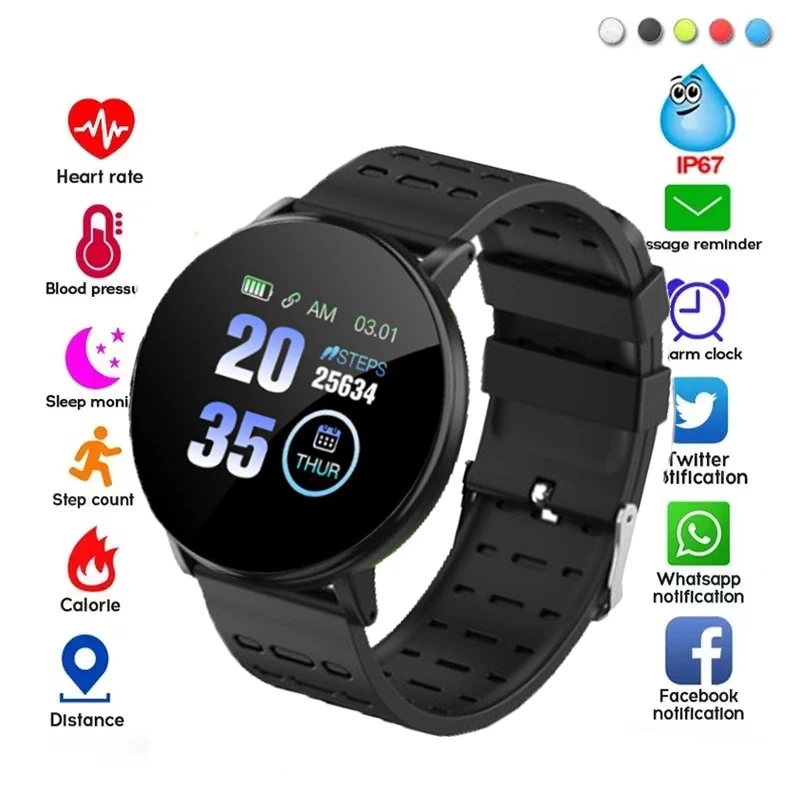 Plus Fit Pro Smart Bracelet Round Women Men Wristwatch Alarm