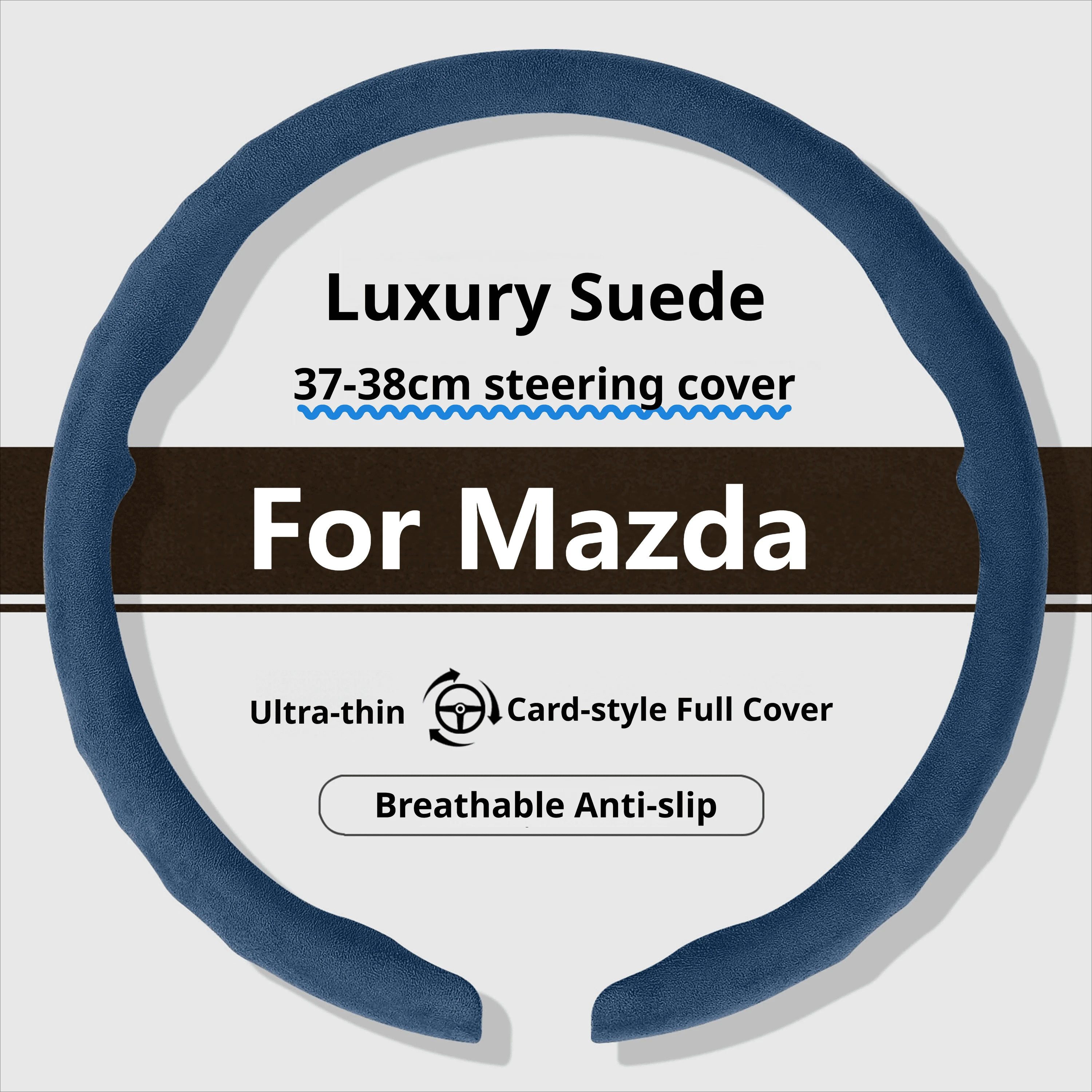 Premium Ultra-Thin Suede Steering Wheel Cover - Non-Slip, 15-Inch, Luxury Car Styling