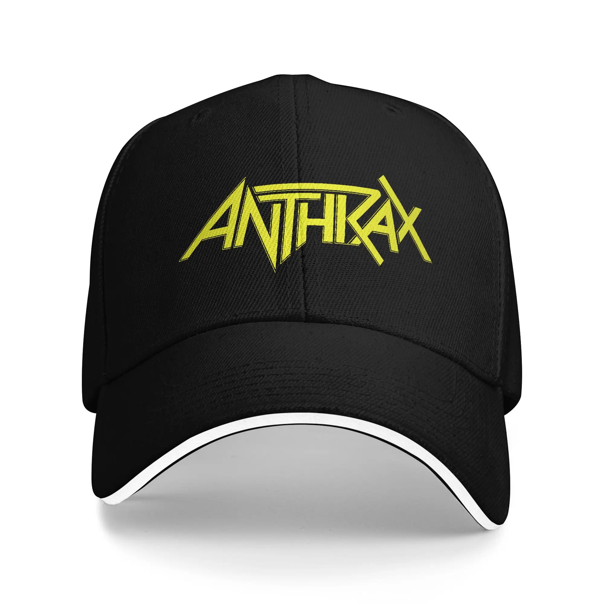 Anthrax Anthrax Yellow Logo Sonnen-Baseballkappe, Sommer-Fitted-Retro-Hip-Hop-Hüte für Männer und Frauen, Outdoor-Sport-Baseballkappen