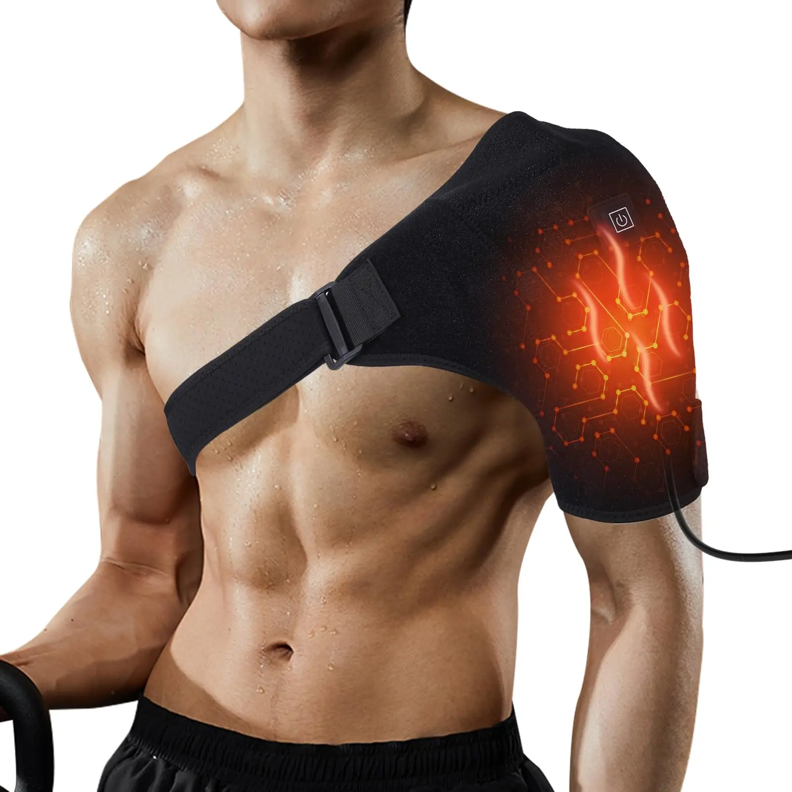 Heated Shoulder Wrap Brace Adjustable Shoulder Heating Pads Extension Belt Frozen Dislocation Pain Relief