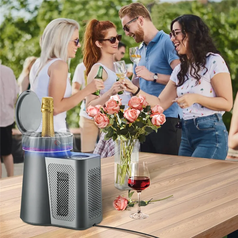 Electric Wine Chiller, 34&deg;F-68&deg;F Control Single Bottle Portable Cooler For Red/White Wine, Champagne With US Plug