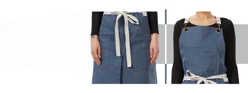 Unisex-Schürze mit Canvas-Rückseite und Taschen für Küche, Koch- und Backstudio-Uniform-Latzschürze für Damen und Herren, Koch-Arbeitskleidung – Detail 14