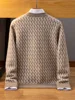 100% Cashmere Sweater Men's Autumn Winter New Round Neck Knitted Pullover High-end Thickened Inlaid Flower Men's Clothing Warm 2