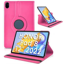 Ultra Thin PU Leather Cover with 360° Rotatable Stand for HONOR Pad 8 - 12 Inch (2022) (Rose)