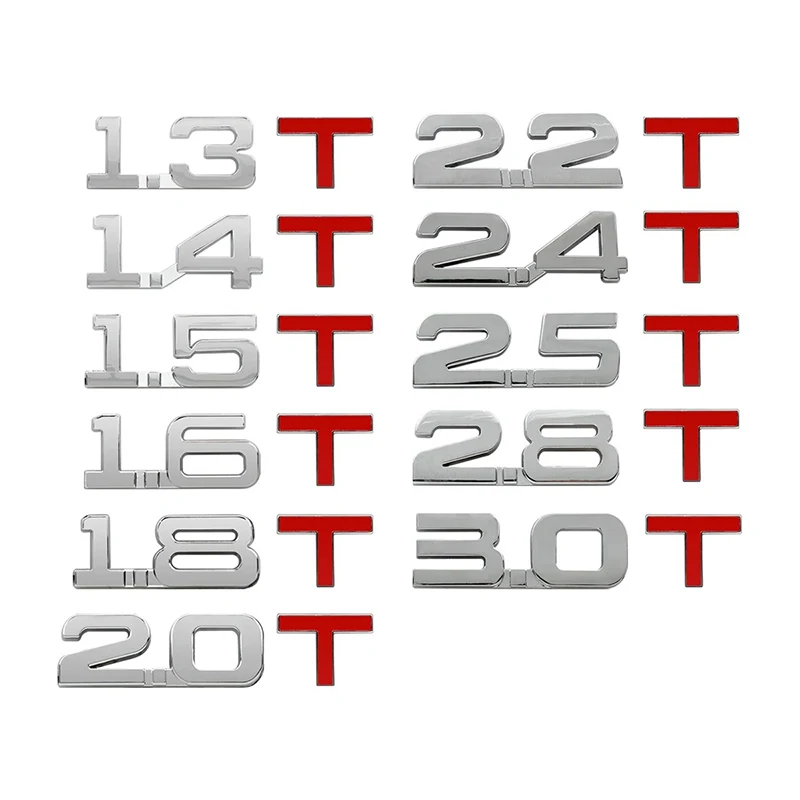 

3D Metal Car Trunk Engine Displacement Emblem Badge Decal Stickers 1.3T 1.4T 1.5T 1.6T 1.8T 2.0T 2.2T 2.4T 2.5T 2.8T 3.0T Logo