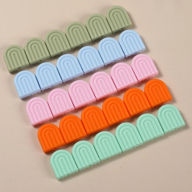 Teething toys silicone teething toys baby teething toys silicone beads silicone teething beads 10Pcs 17x20mm Teether Rainbow Beads Food Grade Silicone Beads For BPA Free Nursing Accessory DIY Baby Pacifier Chain Necklace