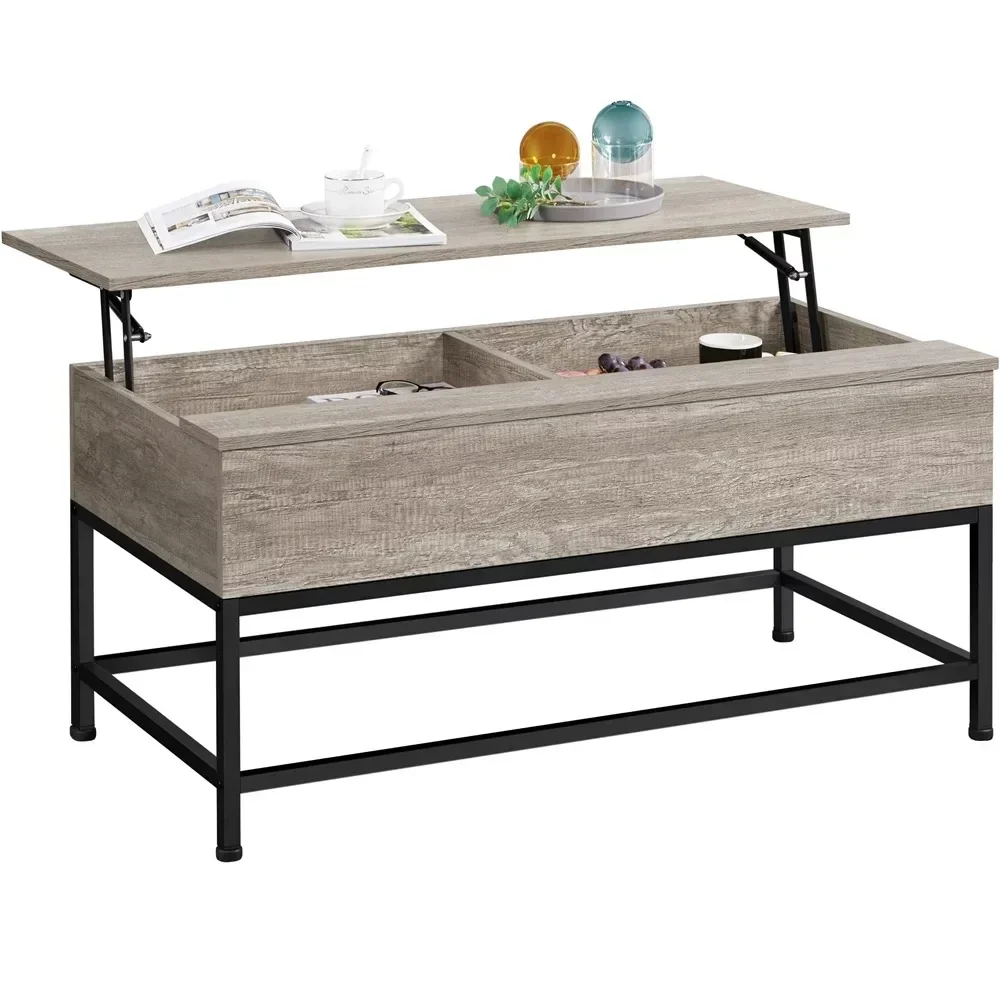 Wood and Metal Lift Top Coffee Table, Rustic Gray 3