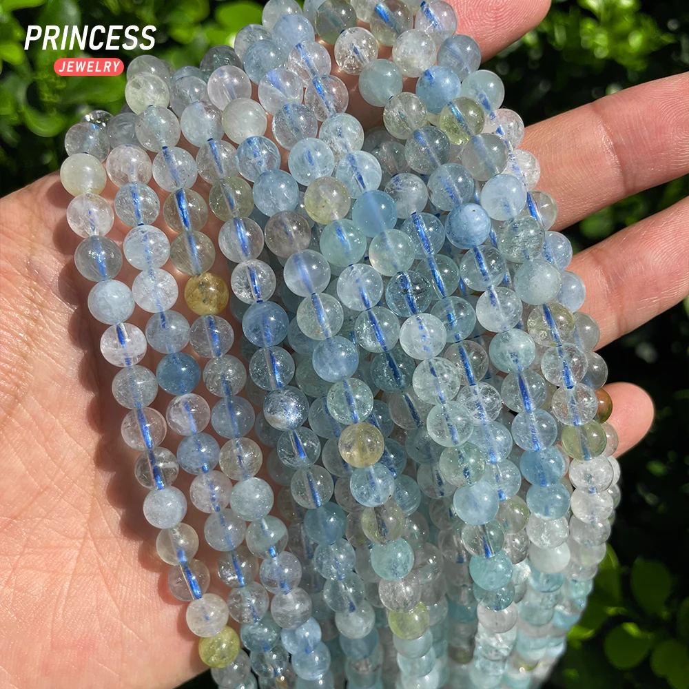 A++ Natural Aquamarine 6mm Healing Crystal Beads for Jewelry Making Bracelet DIY Accessories 3