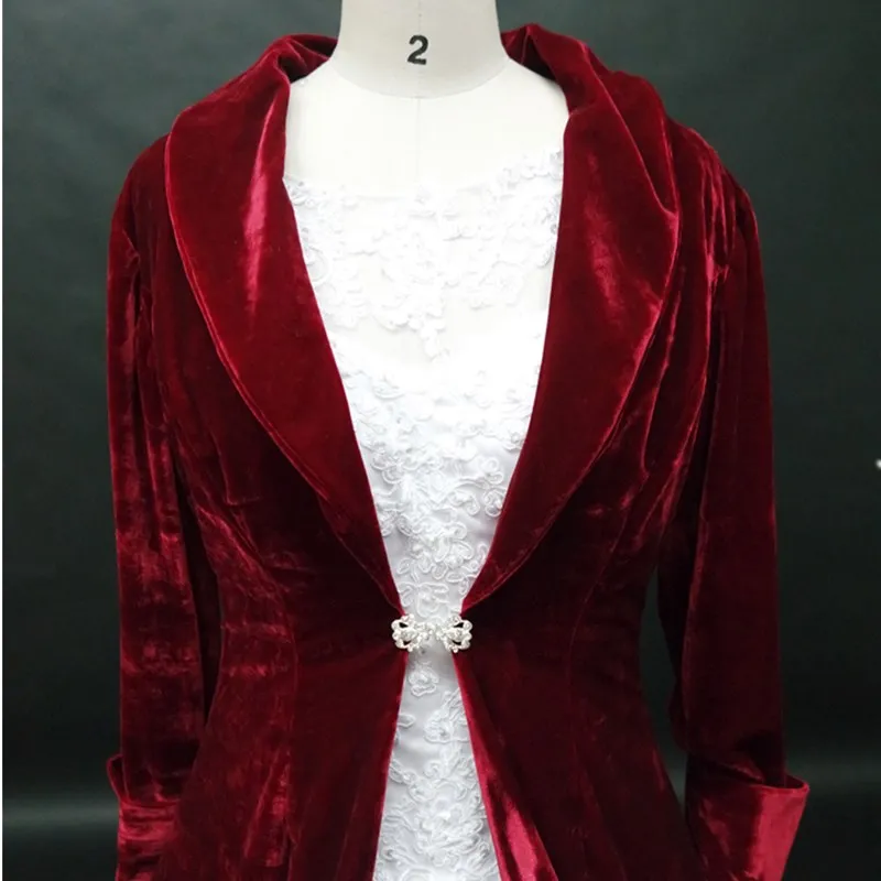 Bridal Cloak Wedding Cape Jacket Wrap Christmas Velvet Long Sleeve Sweep Train V Neck Winter