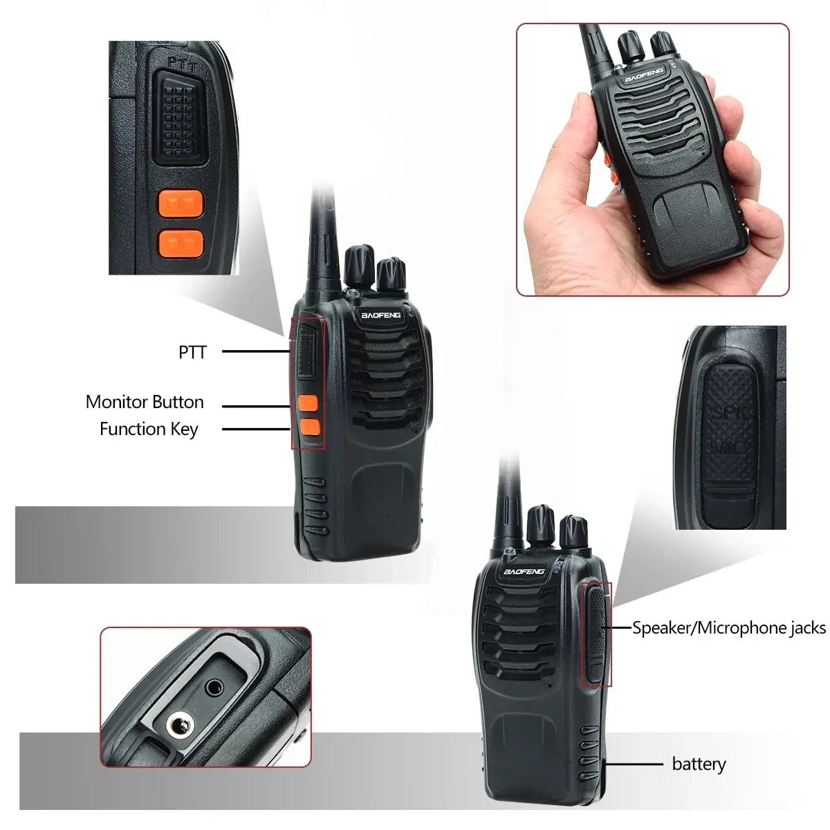 4pcs/Pack Walkie Talkie Baofeng BF-888s Long-distance Two-way Radios UFH 400-470MHZ Transceiver USB for Hunting 2