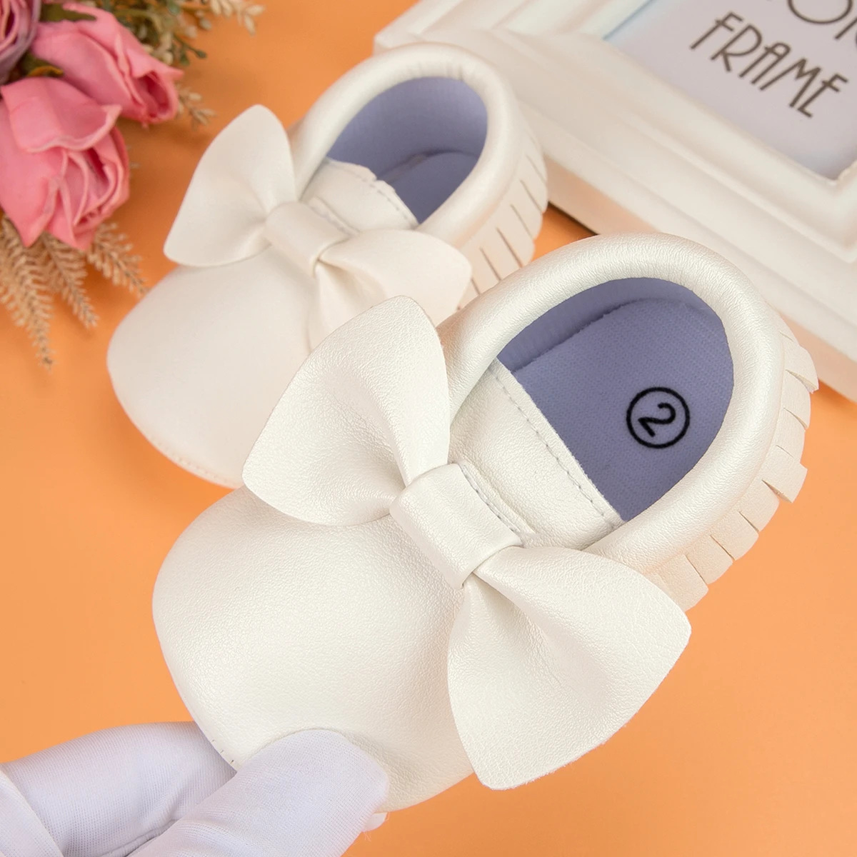 KIDSUN Baby Girl Princess Pink Shoes Bow-Knot Pu Solid Color Soft Sole Flat Toddler First Walker Gift Infant Crib Shoes 0-18M 5