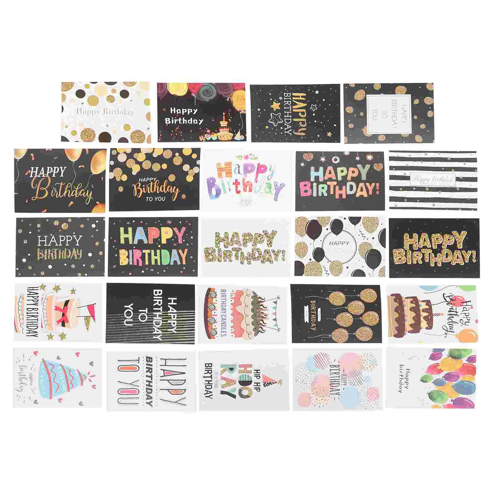 

24 Sets Birthday Card Happy Cards for Party Paper Blessing Greeting Assorted Bulk Folding Assortment