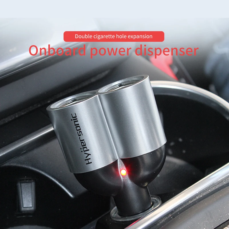 

Car charger one tow two cigarette lighter quick charge tailpipe cigar head straight into the double hole socket car 12v