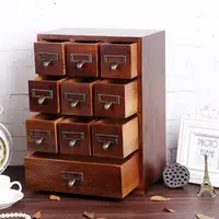 Solid Wood Vintage Traditional Chinese Medicine Curio Cabinet Storage Organizer Small Drawer Size Fully Assembled Multi-Purpose 1