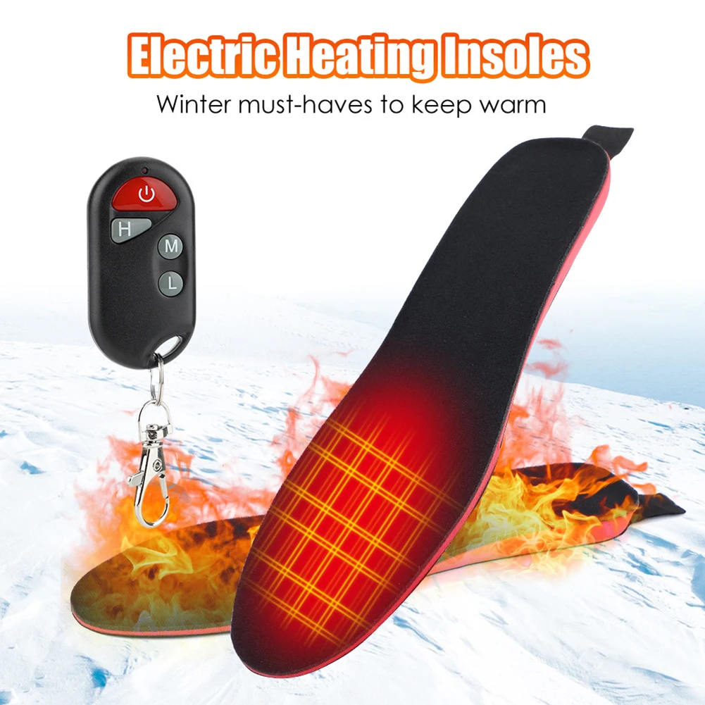 Electric Heated Insoles with Remote Control Winter Heating Insoles USB Rechargeable for Hiking Skiing Camping heated shoe insoles