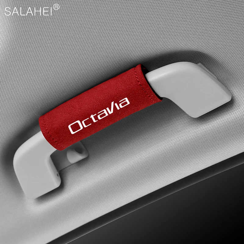 1/4 Pz Bracciolo Sul Tetto Dell'Auto Copertura Morbida In Pelle Scamosciata Maniglione Guanti Coperture Protettive Decorazione Per Skoda Octavia Scala