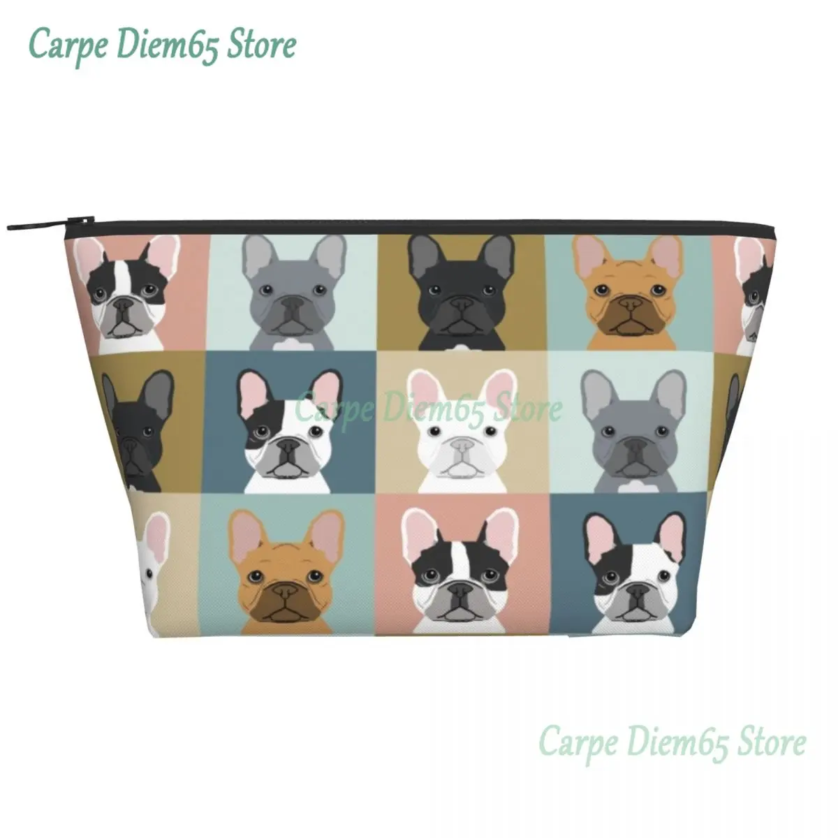 

French Bulldog Portraits Pattern Makeup Bag for Women Travel Cosmetic Organizer Fashion Frenchie Dog Lover Storage Toiletry Bags