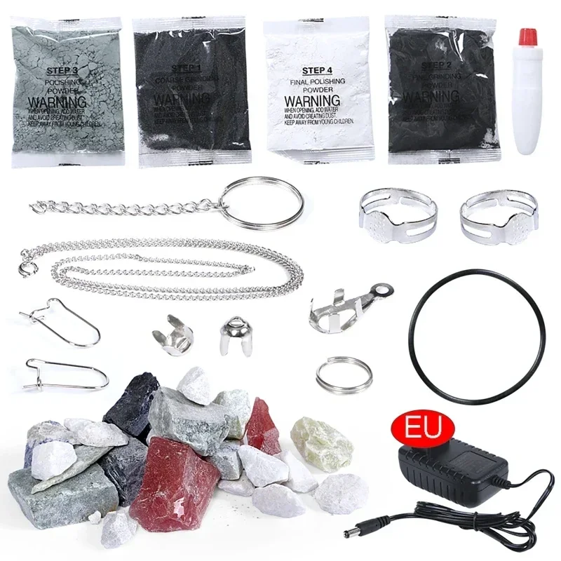 220V 락 텀블러 키트, DIY 전기 락 텀블러 장난감, 거친 보석 연마 그릿, 성인 키즈 연마 기계