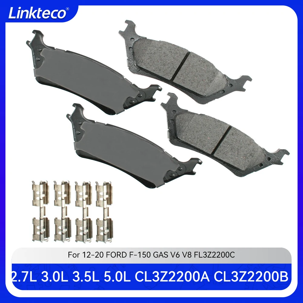 

Engine part Rear Ceramic Brake Pad Set with Hardware Fit 2.7 3.0 3.5 5.0 L For 12-20 FORD F-150 2.7L 3.0L 3.5L 5.0L CL3Z2200A