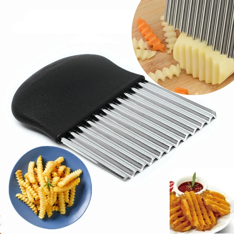 Potato Chip French Wavy Knife Cutter Stainless Steel Vegetable Fruit Dough Chopper Potato Fry Maker Kitchen Gadget Tools