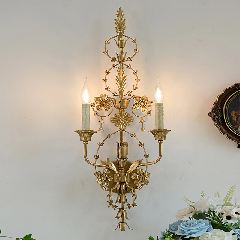

American Large Antique Parlor Foyer Wall lighting hotel fixtures Retro Bedroom Lamp Hotel living room LED Wall Sconces for Home