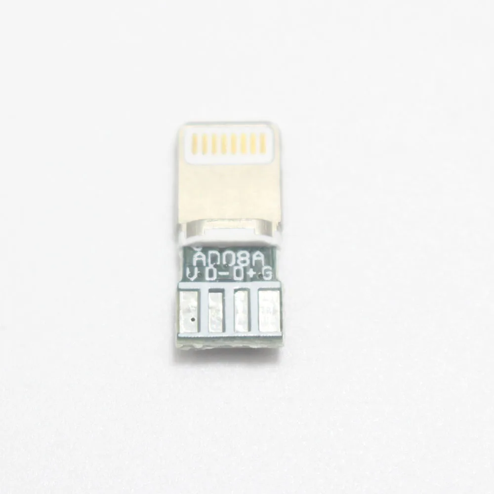 데이터 이어폰 USB 커넥터 어댑터 컨버터, 용접 타입 8 핀 수 플러그, 아이폰 8, 9, 10, 11 플러스, XR 플러스용, 2 세트