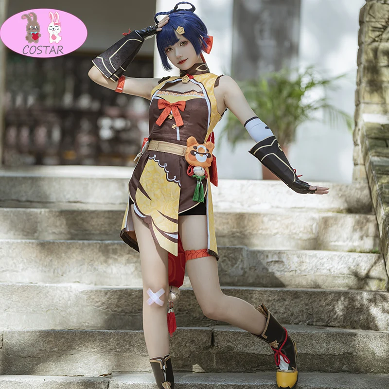 

Anime! Genshin Impact Xiangling Game Suit Lolita Dress Lovely Uniform Cosplay Costume Halloween Party Outfit For Women