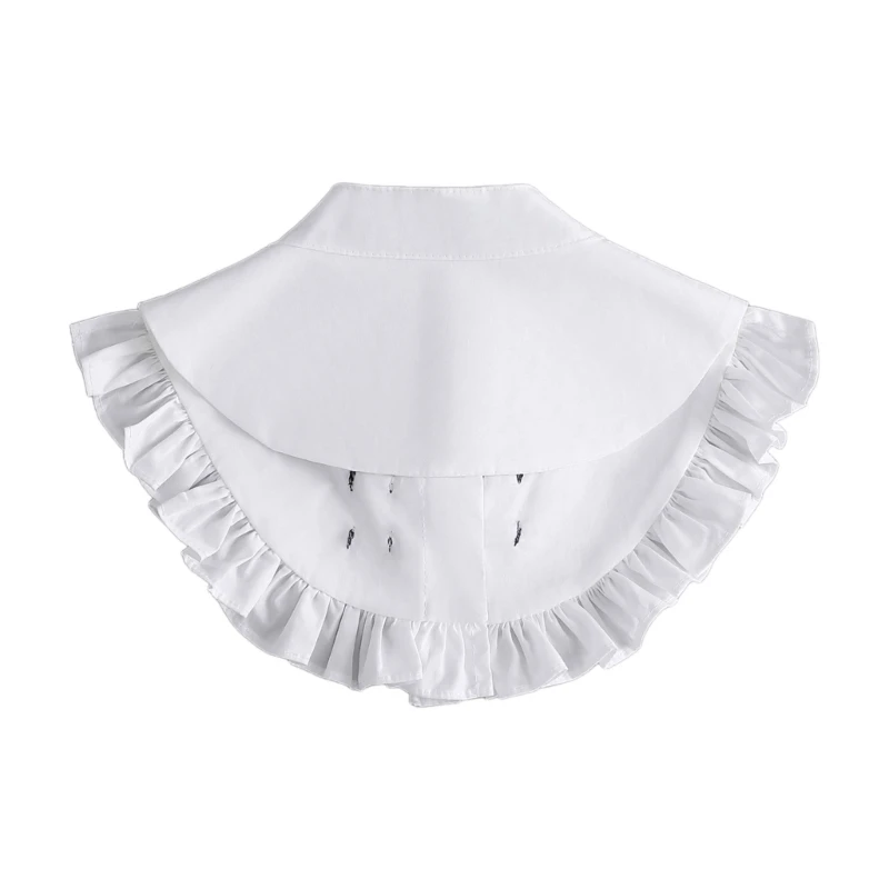 

Fashionable Knot Buttons Ruffle Stand Fake Collar Perfect Addition to Any Dress