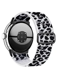 Elastic Nylon Adjustable Wristband Replacement Strap Bracelet for 41mm (White leopard print)